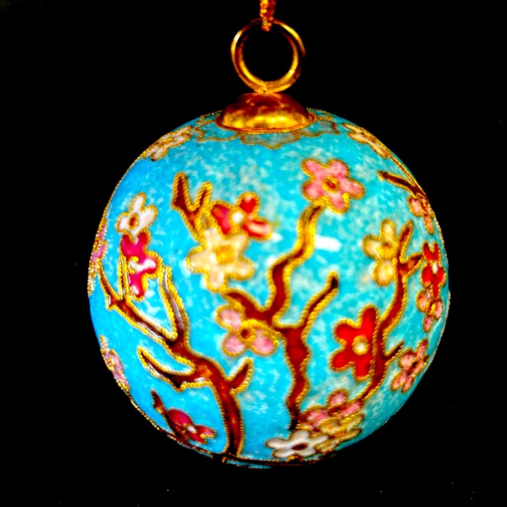 Handmade  Torque Blue Cloisonné ball ornament by “ Value Arts “